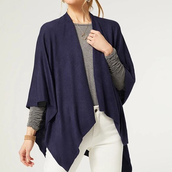 Coco + Carmen | Accessories | Navy Blue Lightweight Knit Wrap Shawl ...